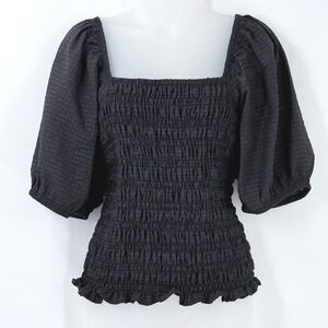 Old Navy Smocked Puff Sleeve Top Womens sz XL Square Neck dark Cottagecore boho